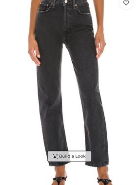 Agolde Black Straight Leg High-Rise Jeans 90s Pinch